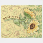 Grote fleece deken met zonnebloem (Voorkant (Horizontaal))