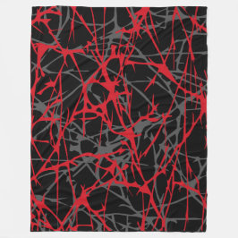 Grote fleece deken, modern, abstract, rood, zwart deken