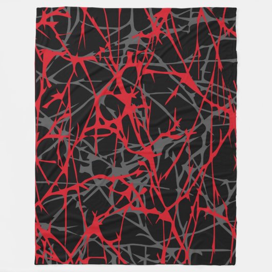 Grote fleece deken, modern, abstract, rood, zwart deken (Voorkant)