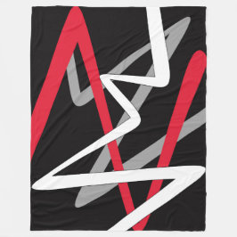 Grote Fleece deken, modern, abstract, zwart, rood