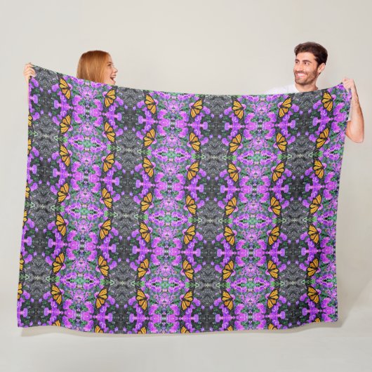 Grote fleece deken monarch vlinder/asters (In situ)