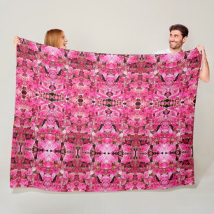 Grote fleece deken roze bladeren