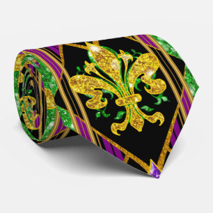 Grote Fleur de Lis Streep Mardi Gras Halsebandje Stropdas