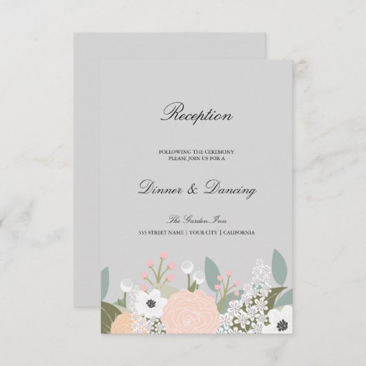 Grote Floral-ontvangstkaart Informatiekaartje (Voorkant / Achterkant)