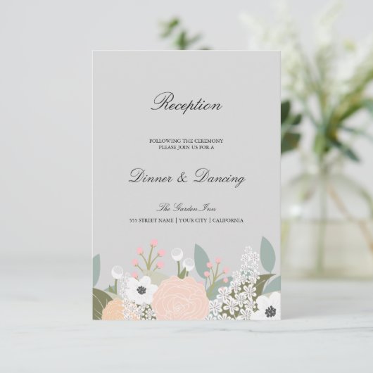 Grote Floral-ontvangstkaart Informatiekaartje (Staand voorkant)