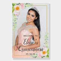 Grote Floral Quinceañera Event Board Welkomstteken