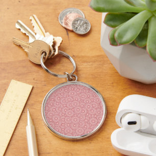 Grote Flower Patterned Premium Round Sleutelhanger