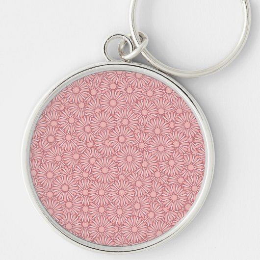 Grote Flower Patterned Premium Round Sleutelhanger (Voorkant)