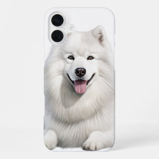 GROTE FLUFFIGE WITTE SAMOJEED HOND iPhone 16 PLUS HOESJE