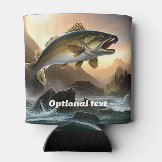 Grote forel in stroomversnellingen blikjeskoeler (Achterkant)