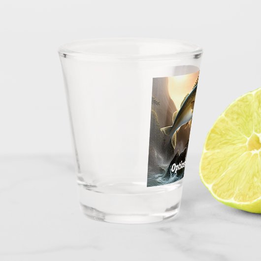 Grote forel in stroomversnellingen shot glas (Links)