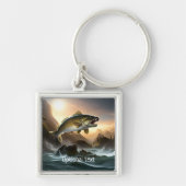 Grote forel in stroomversnellingen sleutelhanger (Voorkant)