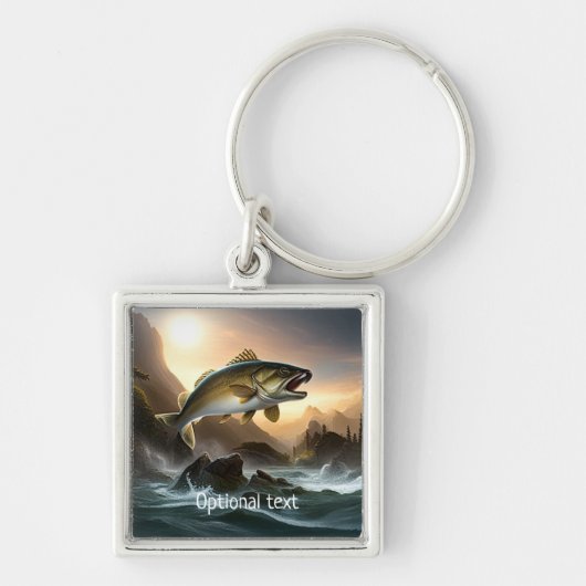 Grote forel in stroomversnellingen sleutelhanger (Voorkant)