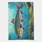 Grote forel vis! Geviste keukenhanddoek (Verticaal)