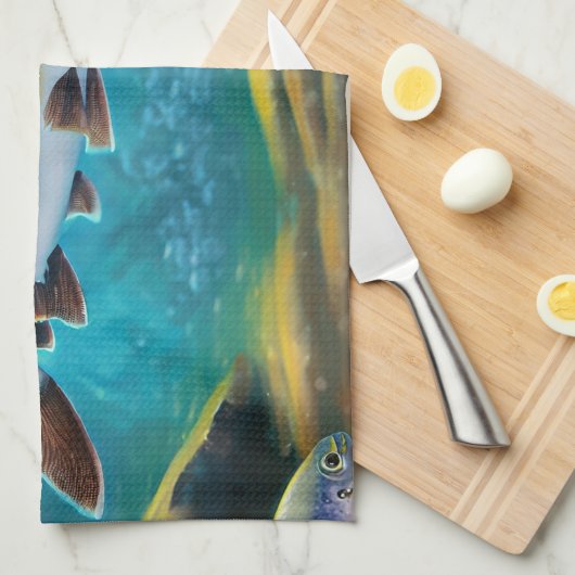 Grote forel vis! Geviste keukenhanddoek (Quarter Fold)