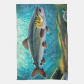 Grote forel vis! Geviste keukenhanddoek (Verticaal)