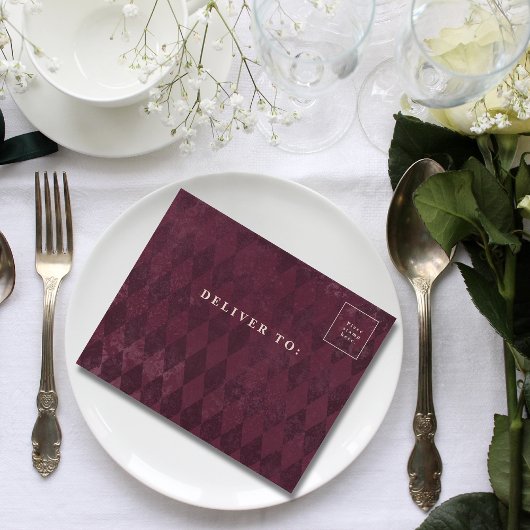 Grote foto Bourgondische diamant patroon QR-code All In One Uitnodiging