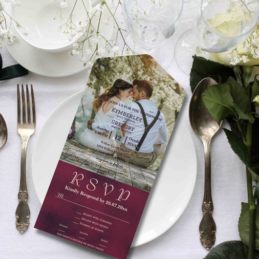 Grote foto Bourgondische textuur achtergrond websi All In One Uitnodiging