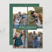 Grote Foto Grid Groene Sneeuwvlok Kerst Kaart (Voorkant / Achterkant)