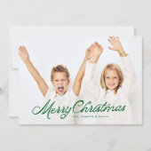 Grote Foto Groene Lettering Overlay Vrolijk Kerstm Feestdagenkaart (Voorkant)