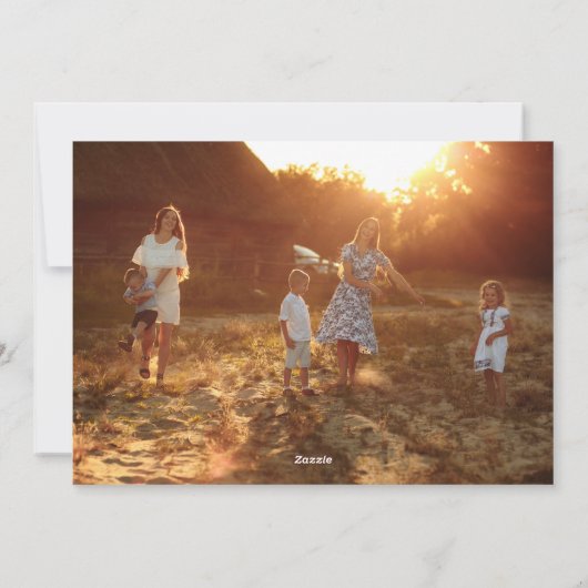 Grote Foto Groene Lettering Overlay Vrolijk Kerstm Feestdagenkaart (Achterkant)