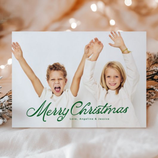 Grote Foto Groene Lettering Overlay Vrolijk Kerstm Feestdagenkaart