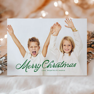 Grote foto groene letters overlay Prettig kerstfee Feestdagenkaart