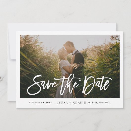 Grote foto Horizontale kalligrafie Sla de datum op Save The Date (Voorkant)