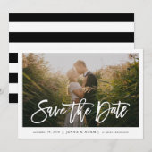 Grote foto Horizontale kalligrafie Sla de datum op Save The Date (Voorkant / Achterkant)