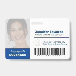 Grote foto-id en streepjescode van de werknemer do badge