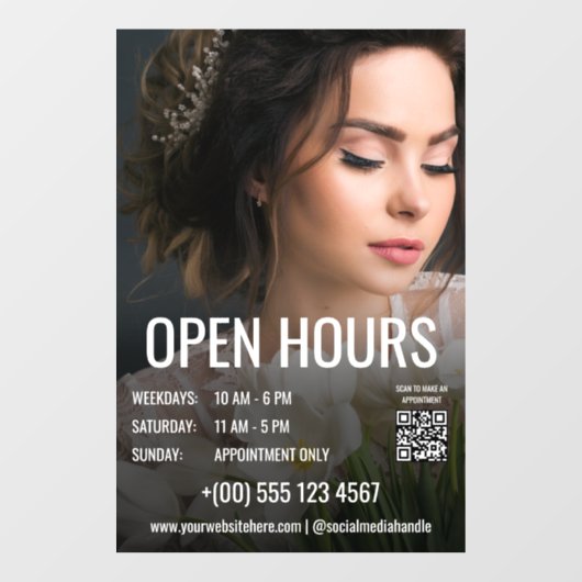 Grote foto make-up kapsalon openingstijden raamsticker (Vel)