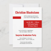 Grote foto met blokken Rode Afstudeer Uitnodiging (Achterkant)