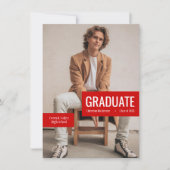 Grote foto met blokken Rode Afstudeer Uitnodiging (Voorkant)