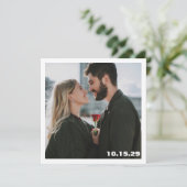 Grote foto moderne vierkante minimalistische bruil save the date (Staand voorkant)