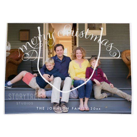 Grote Foto Prettig Kerstmis Cadeautassen Large Cadeautasje (Voorkant)