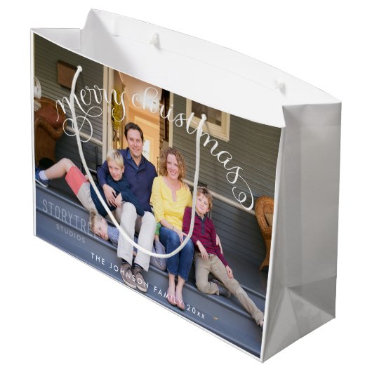 Grote Foto Prettig Kerstmis Cadeautassen Large Cadeautasje (Achterkant Gekanteld)