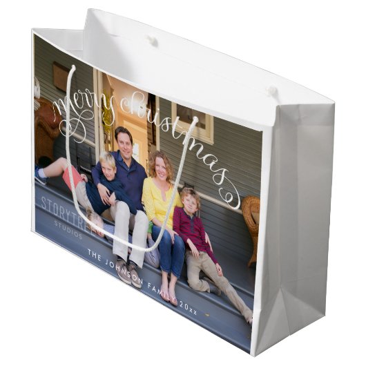 Grote Foto Prettig Kerstmis Cadeautassen Large Cadeautasje (Voorkant Gekanteld)