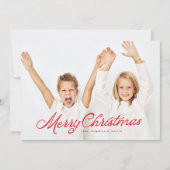 Grote foto rode belettering overlay Vrolijk kerstf Feestdagenkaart (Voorkant)