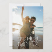 grote foto vrolijk kerstscript GELUKKIGST Feestdagenkaart (Voorkant)