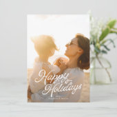 Grote Foto Witte Lettering Overlay Vrolijk Kerstmi Feestdagenkaart (Staand voorkant)