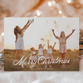 Grote Foto Witte Lettering Overlay Vrolijk Kerstmi Feestdagenkaart