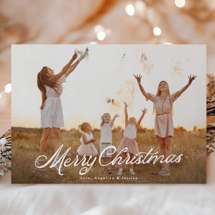 Grote foto witte letters overlay Prettig kerstfees Feestdagenkaart