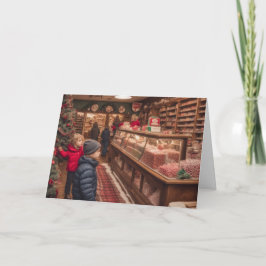 Grote fotografische snoepwinkel met kerst kaart