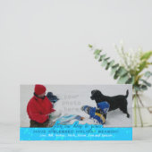 Grote fotohouder Horizontale Blauwe Kerstmis Feestdagenkaart (Staand voorkant)