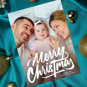 GROTE FOTO'S witte letters Prettig Kerstfeest Feestdagenkaart