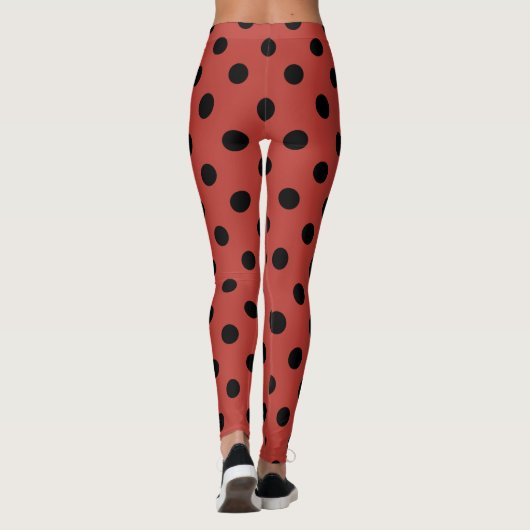 Grote Franse dot Black op Aurora Red Leggings (Achterkant)