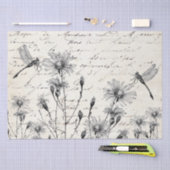 GROTE Franse ontkoppeling van Wildbloemdragonfly v Tissuepapier (Craft)