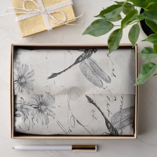 GROTE Franse ontkoppeling van Wildbloemdragonfly v Tissuepapier (Geschenk)