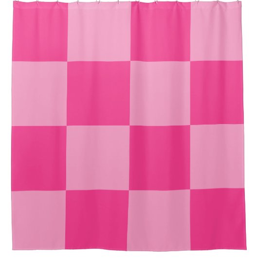 Grote Fuchsia Roze Checkers Douchegordijn (Voorkant)