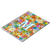 Grote Funky Monogram Bloempatroon Heldere kleuren Notitieboek (Linkerzijde)